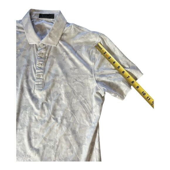 G/FORE Performance Fabric Camo Skulls Mens Medium Tech Polo Golf Shirt White - Picture 5 of 10